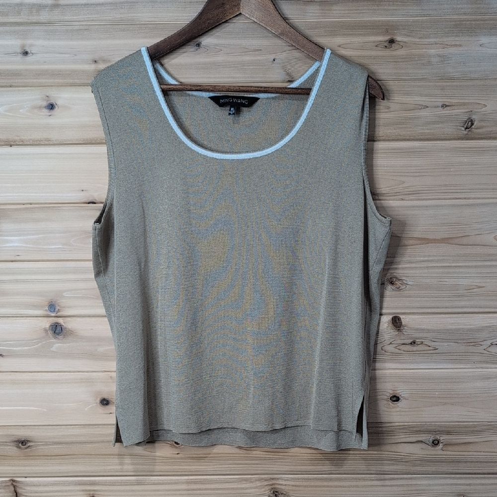Ming Wang Top Womens XL Tan Shell Tank Career Office‎